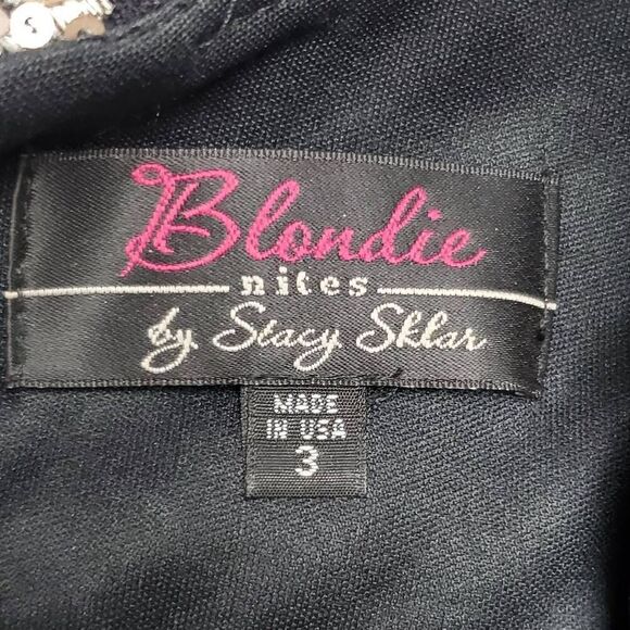 Blondie Nites by Stacy Sklar Size 3 Black & Gold Halter Party Dress Tulle Skirt - Picture 6 of 7